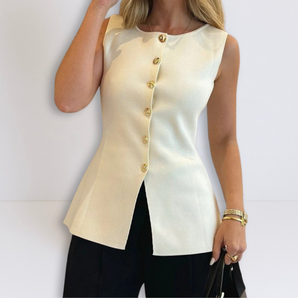 Top fără mâneci cu nasturi și peplum, roz |