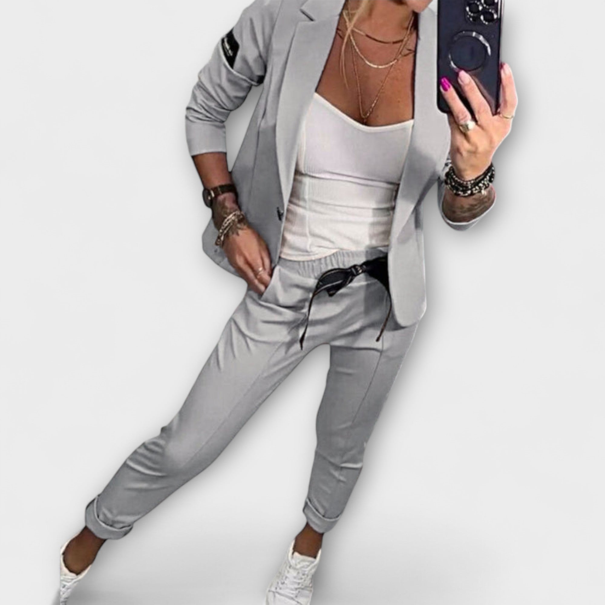 Vionne | Set elegant format din top, jachetă și pantaloni