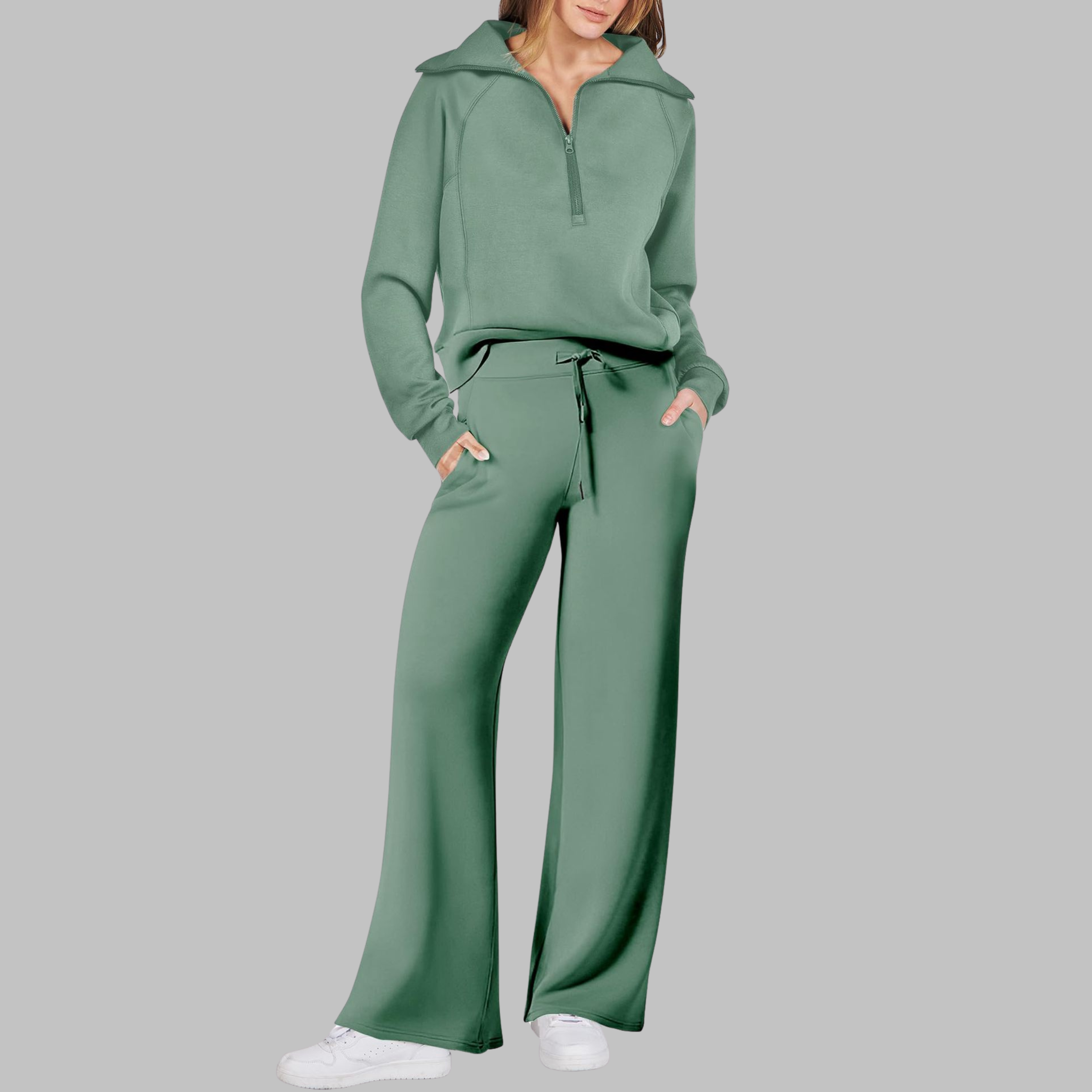 UDAY™ - Set hanorac confortabil cu fermoar pe jumătate și pantaloni largi