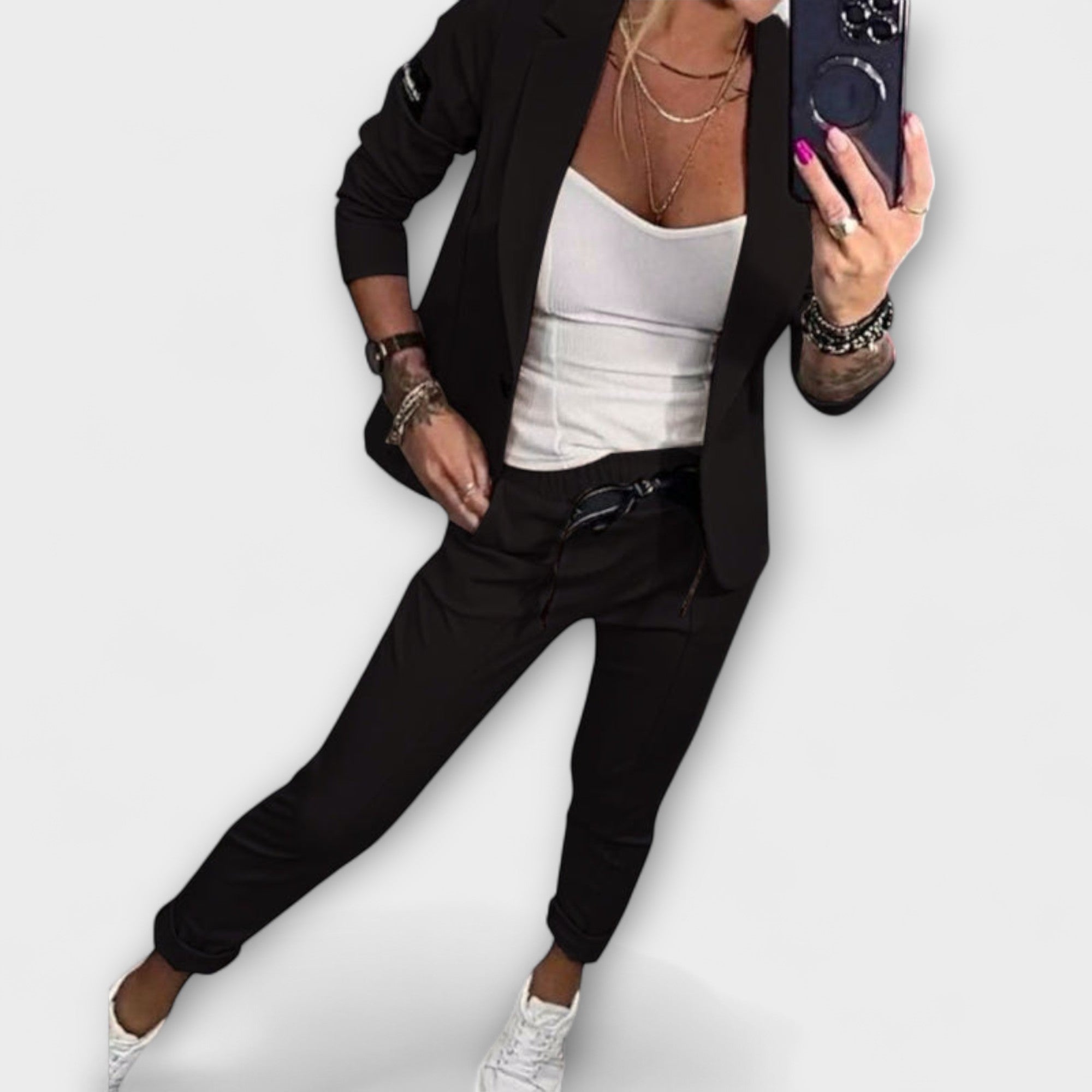 Vionne | Set elegant format din top, jachetă și pantaloni