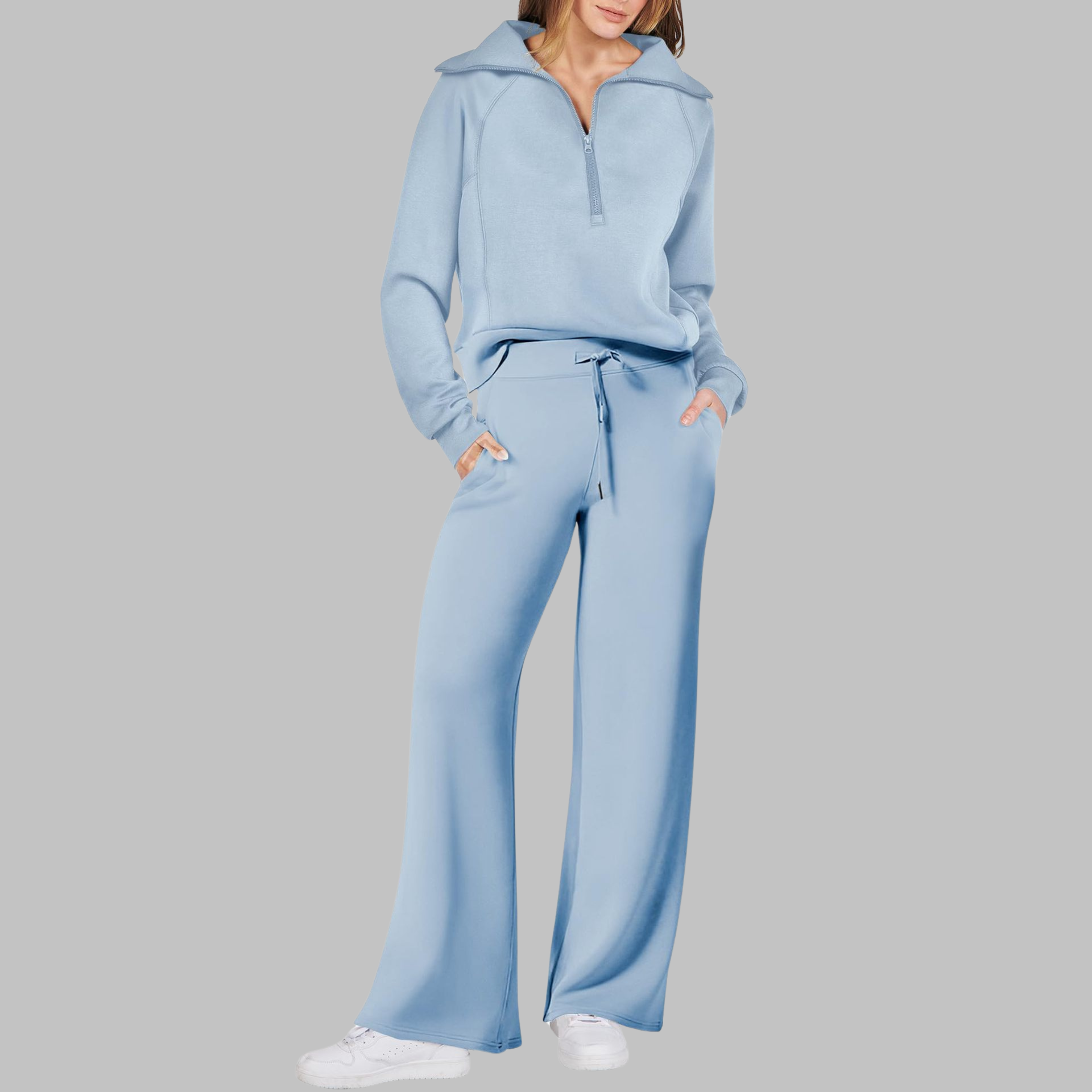 UDAY™ - Set hanorac confortabil cu fermoar pe jumătate și pantaloni largi
