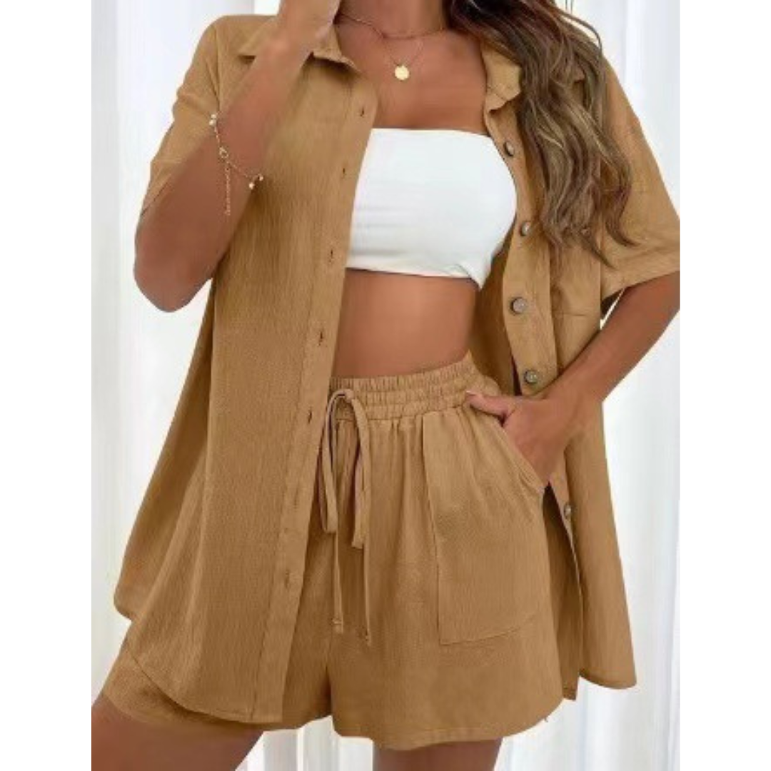 KRISTINE™ – Set de lenjerie de vară cu nasturi
