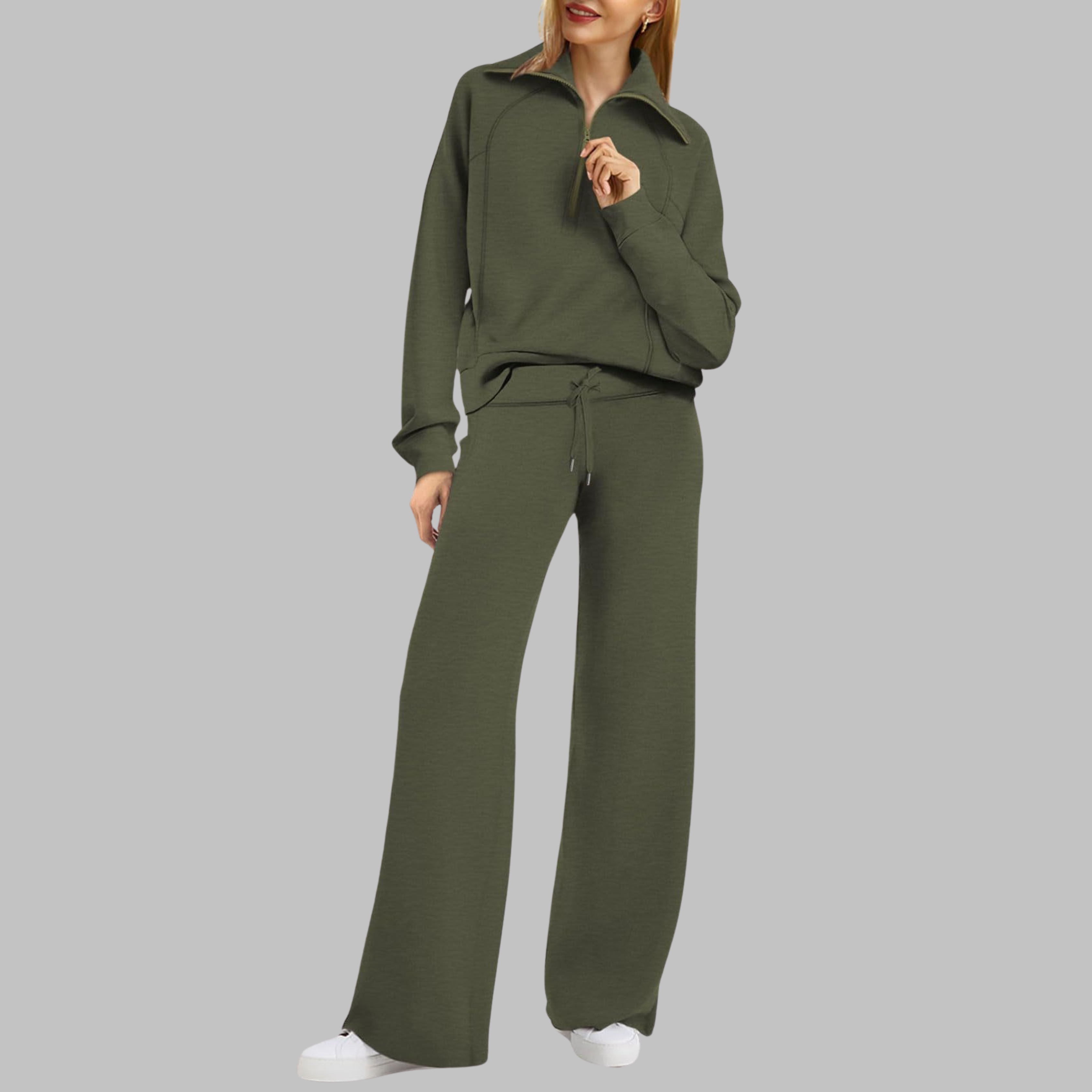 UDAY™ - Set hanorac confortabil cu fermoar pe jumătate și pantaloni largi