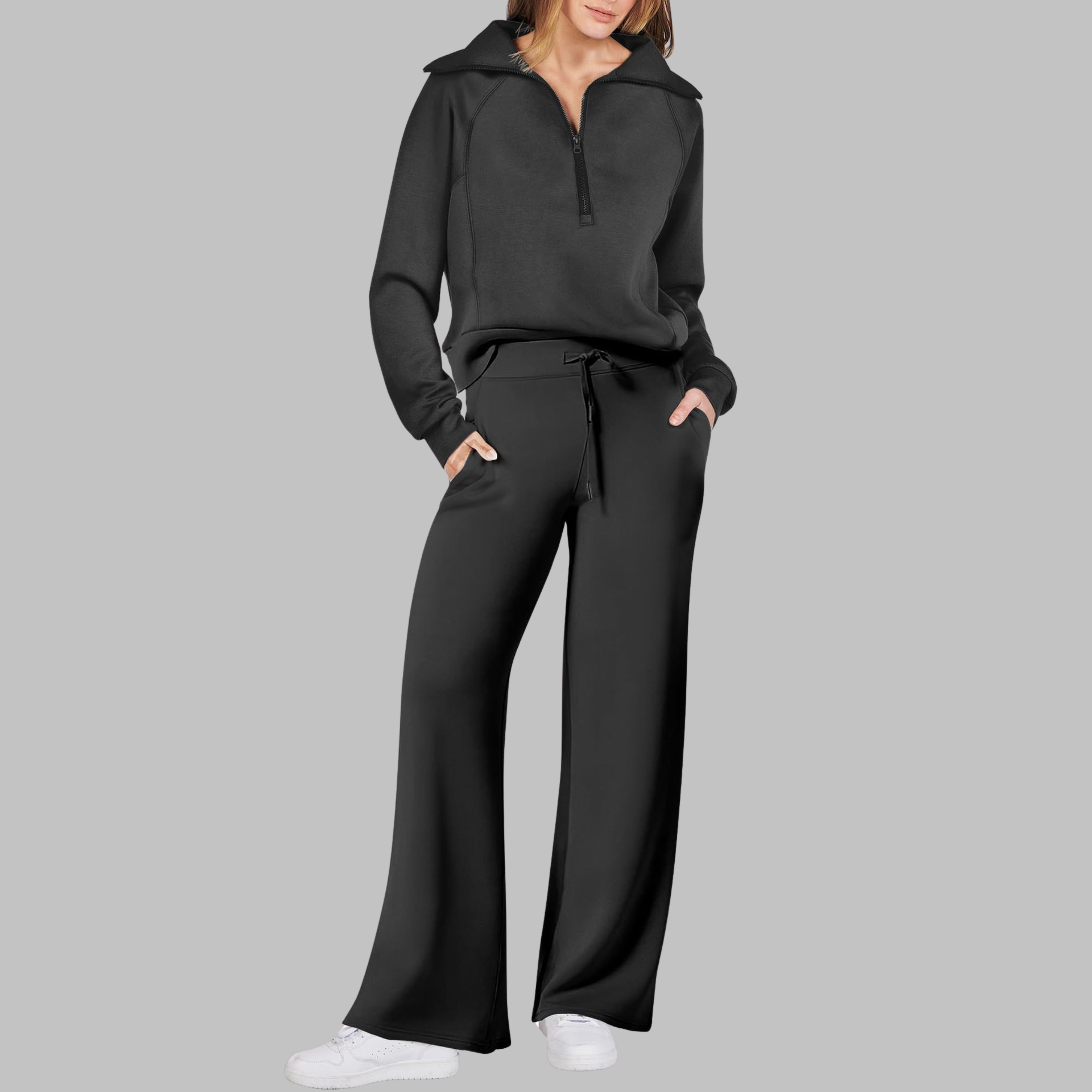 UDAY™ - Set hanorac confortabil cu fermoar pe jumătate și pantaloni largi