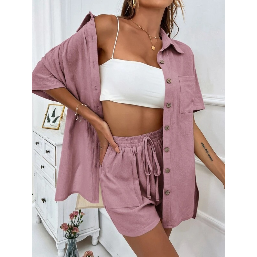 KRISTINE™ – Set de lenjerie de vară cu nasturi