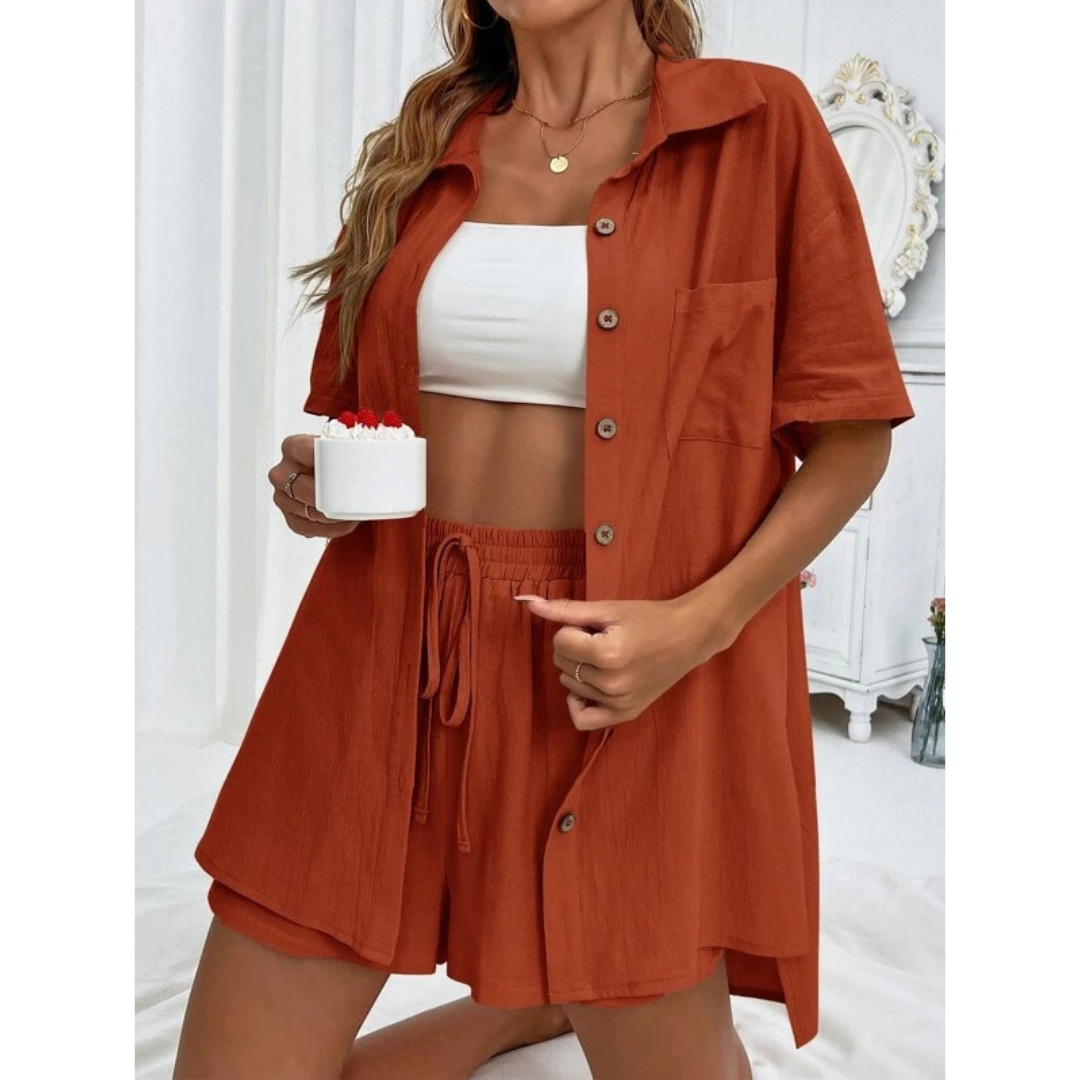 KRISTINE™ – Set de lenjerie de vară cu nasturi