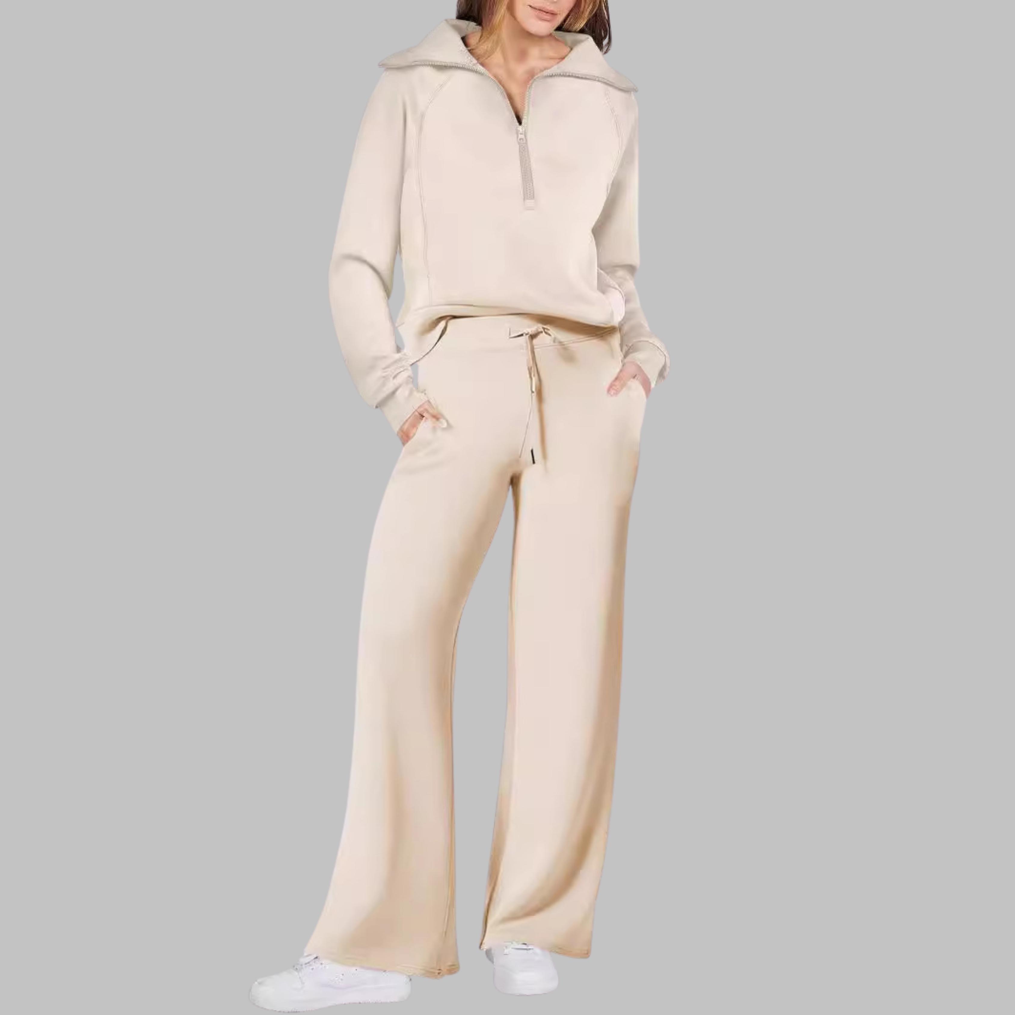 UDAY™ - Set hanorac confortabil cu fermoar pe jumătate și pantaloni largi