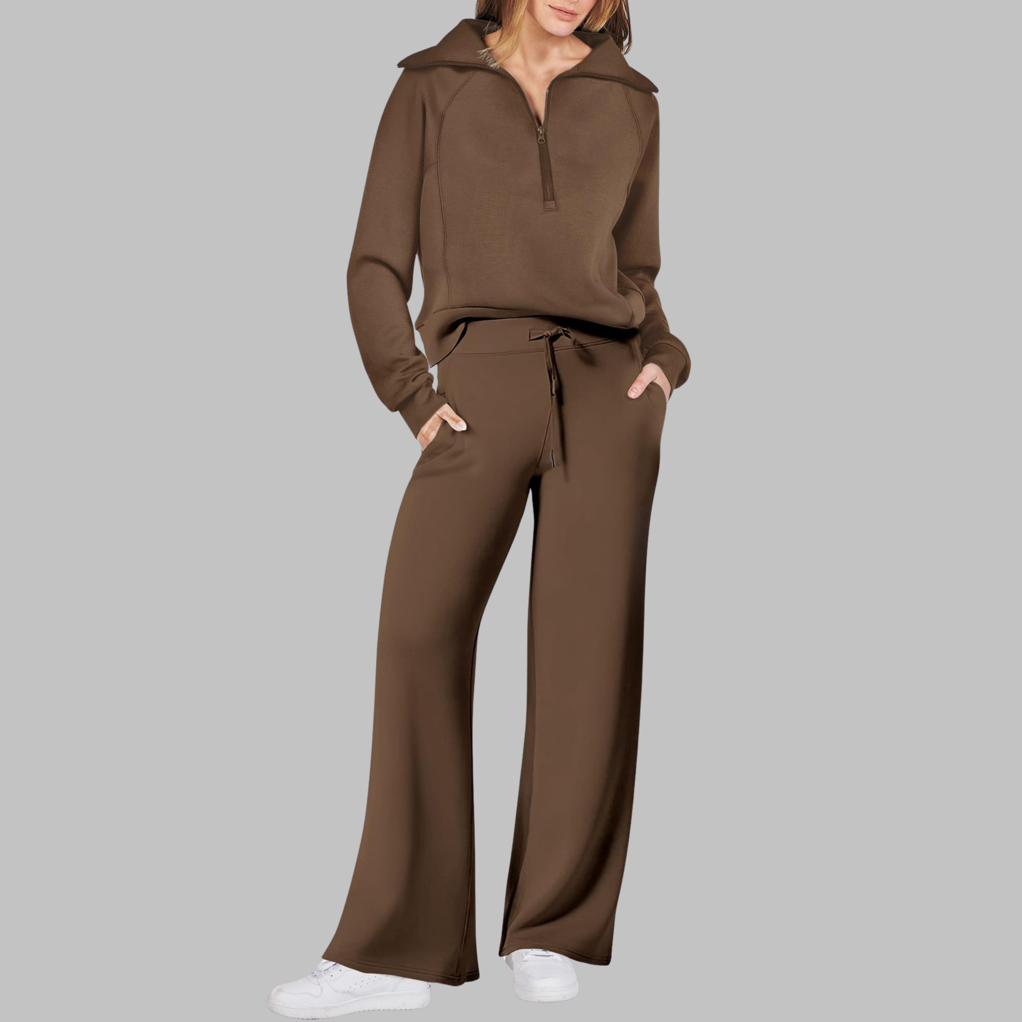 UDAY™ - Set hanorac confortabil cu fermoar pe jumătate și pantaloni largi