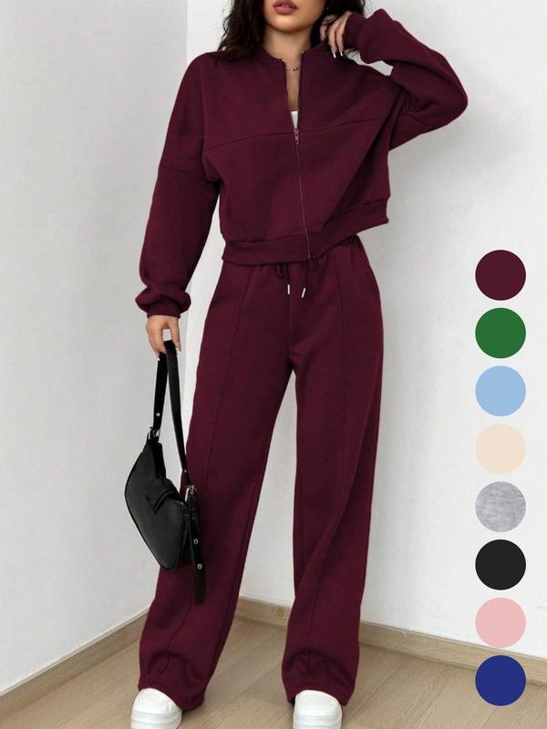 PALOMA™ – Set jachetă și pantaloni cu fermoar, stil streetwear, confortabil