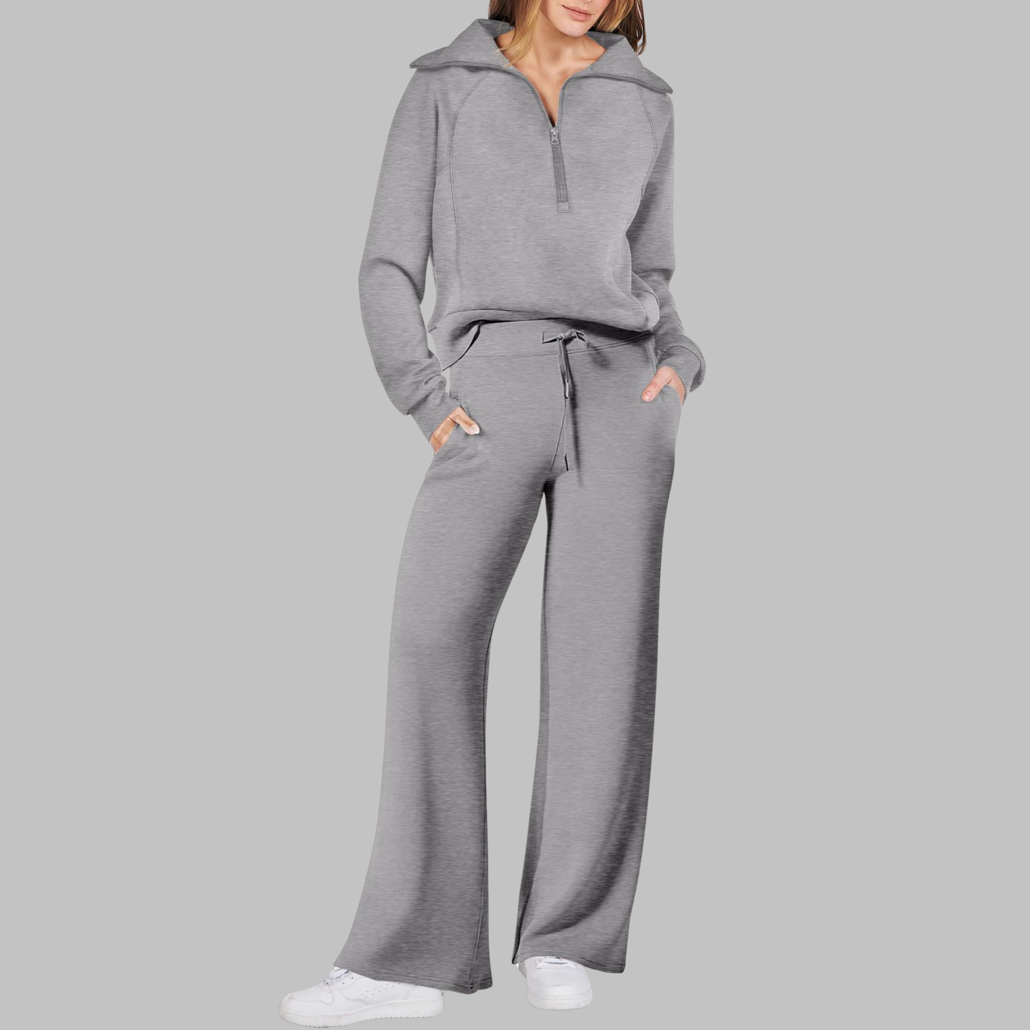 UDAY™ - Set hanorac confortabil cu fermoar pe jumătate și pantaloni largi