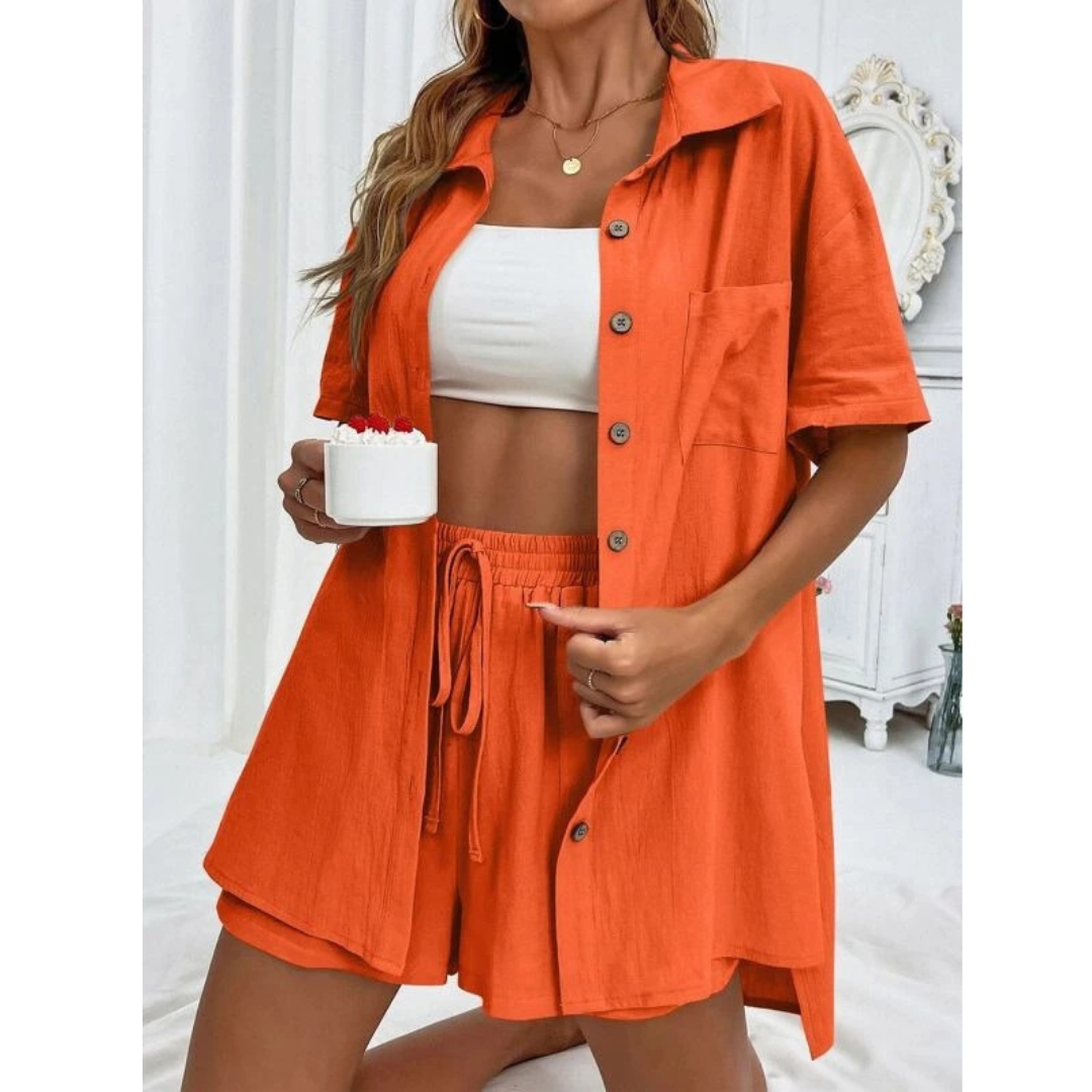KRISTINE™ – Set de lenjerie de vară cu nasturi