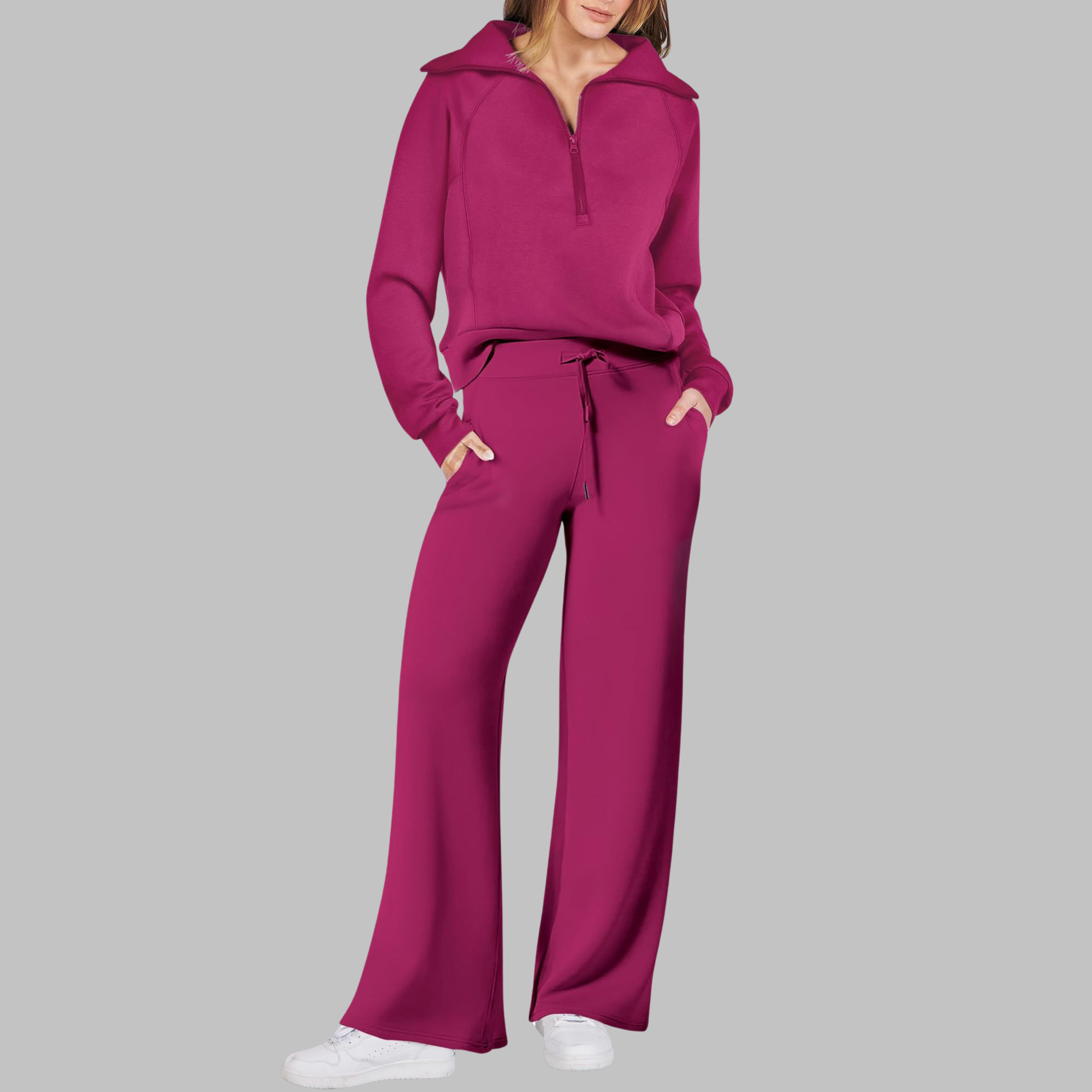 UDAY™ - Set hanorac confortabil cu fermoar pe jumătate și pantaloni largi