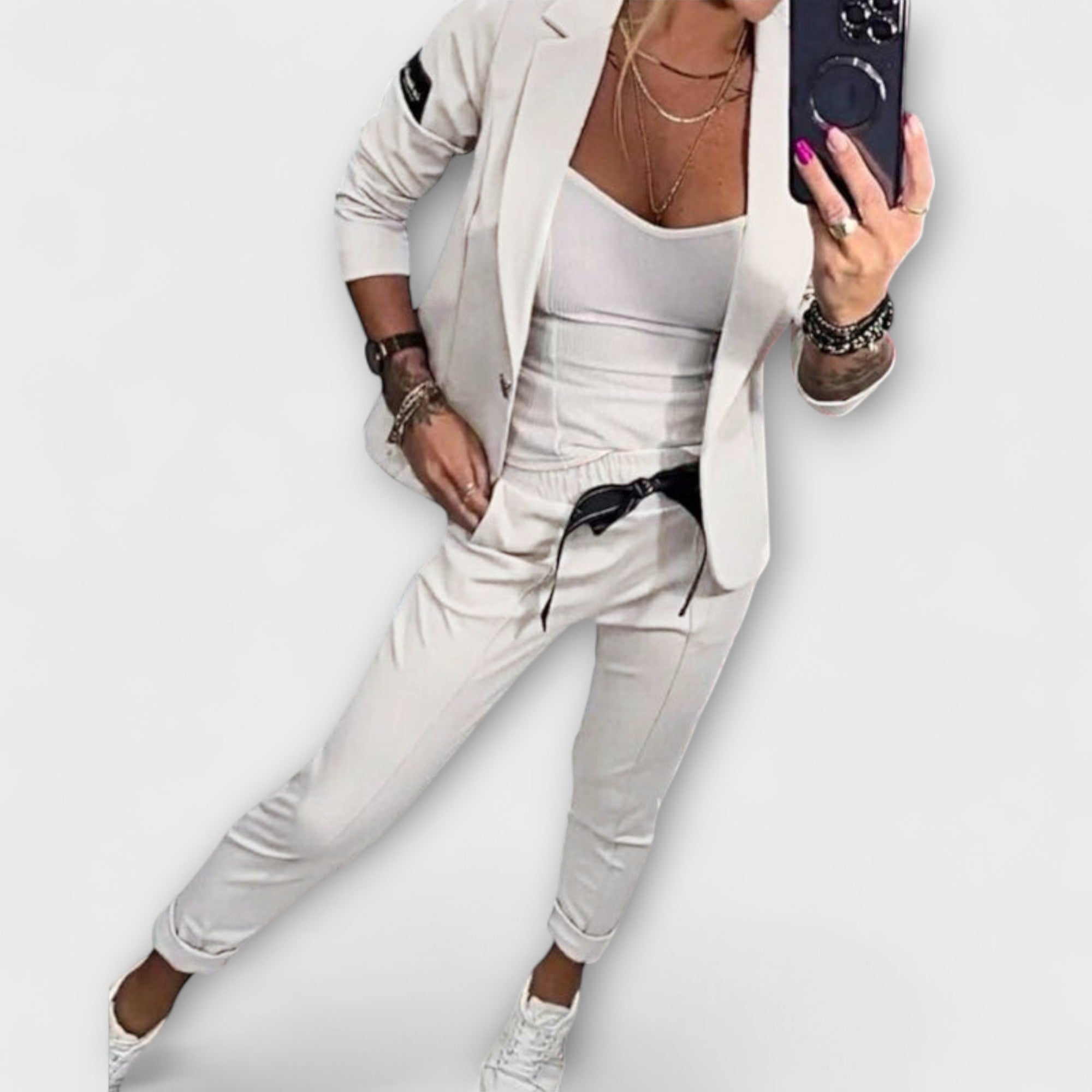 Vionne | Set elegant format din top, jachetă și pantaloni