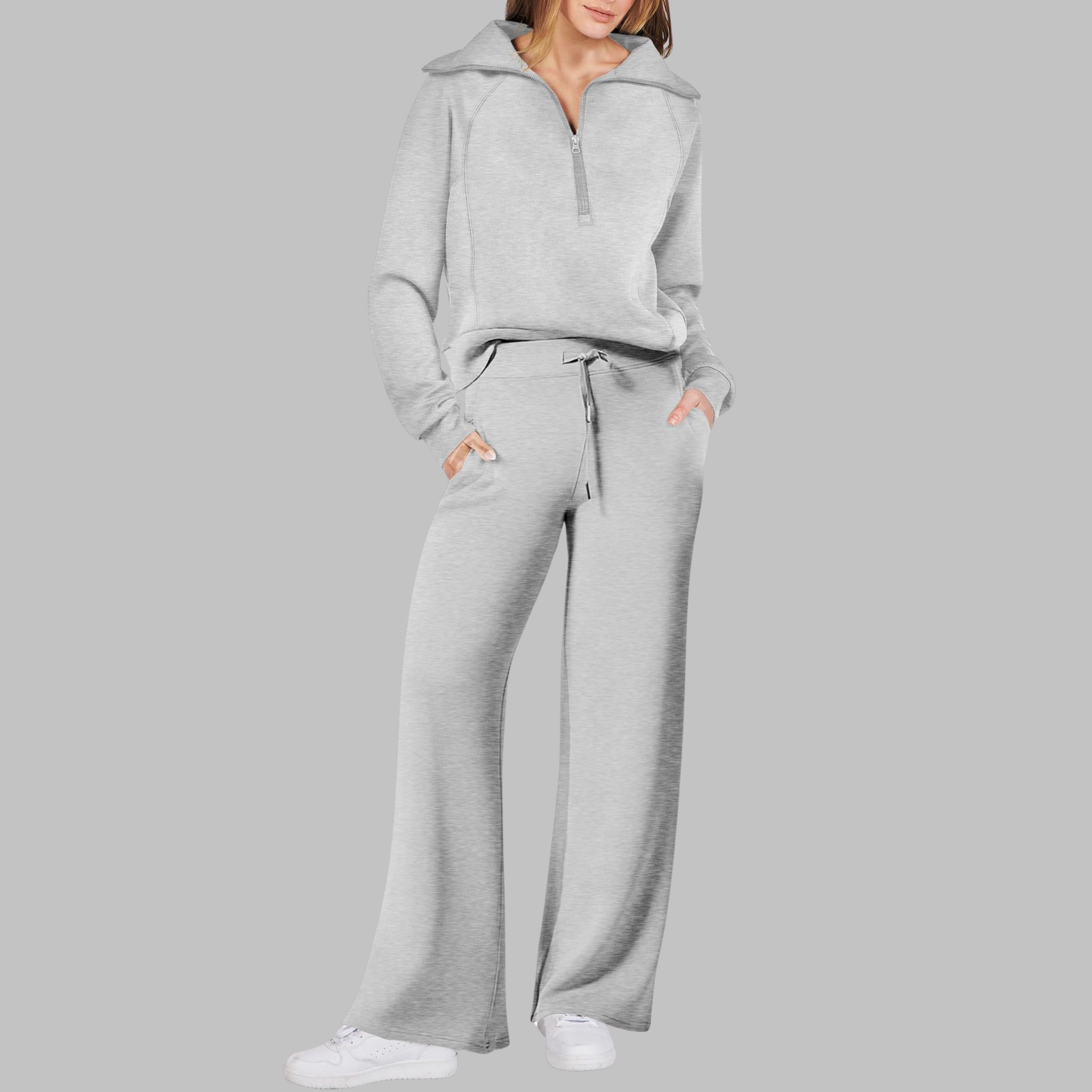 UDAY™ - Set hanorac confortabil cu fermoar pe jumătate și pantaloni largi