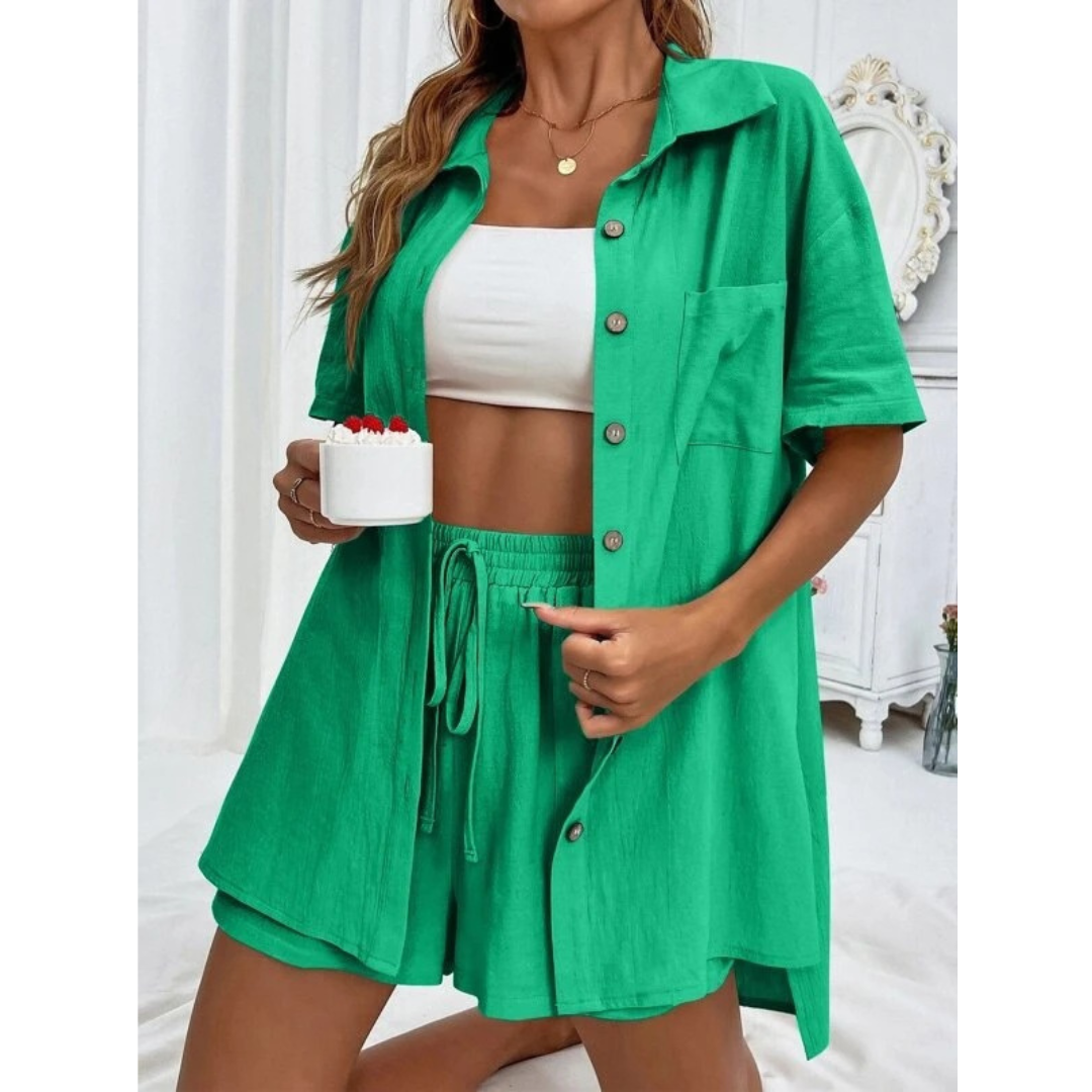 KRISTINE™ – Set de lenjerie de vară cu nasturi