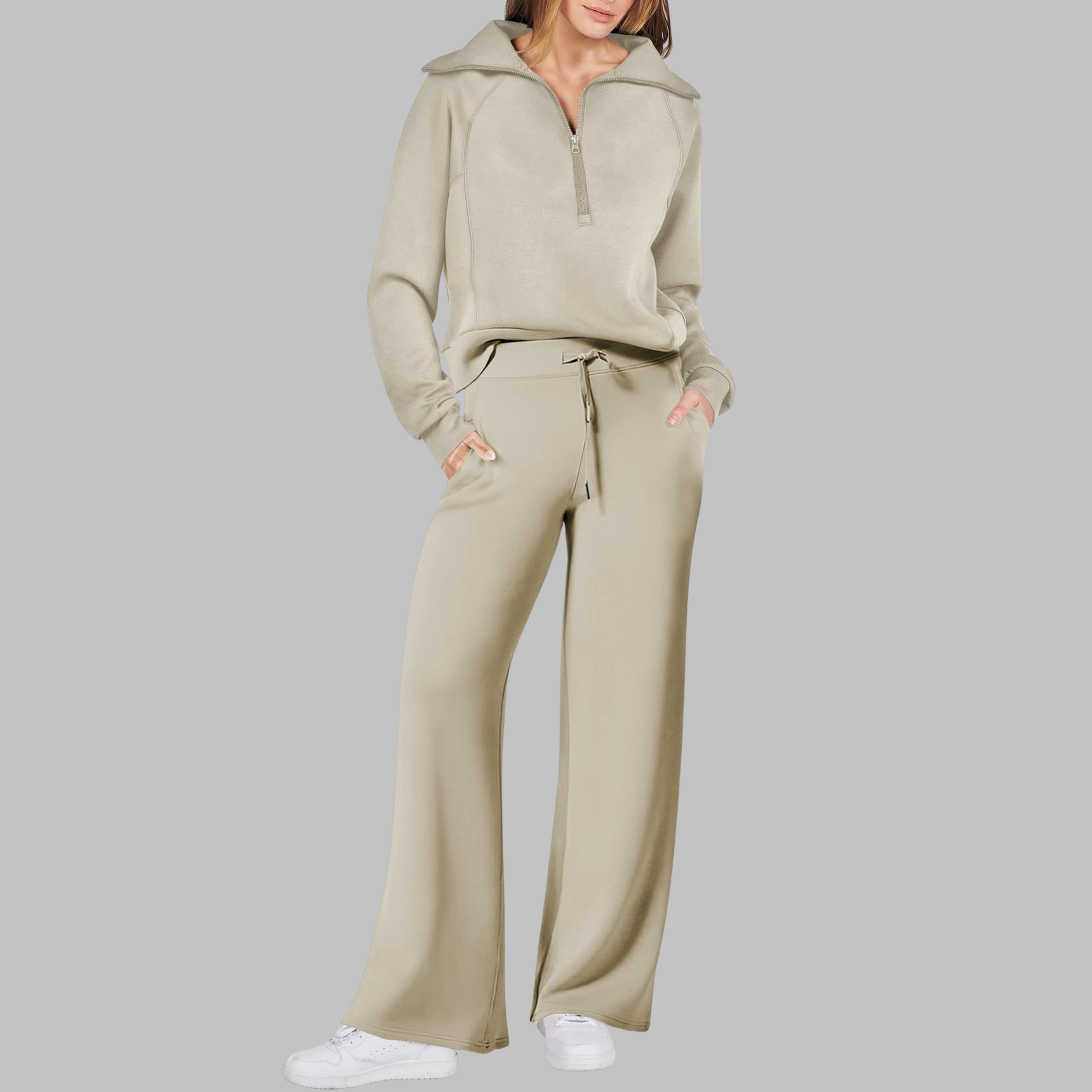 UDAY™ - Set hanorac confortabil cu fermoar pe jumătate și pantaloni largi