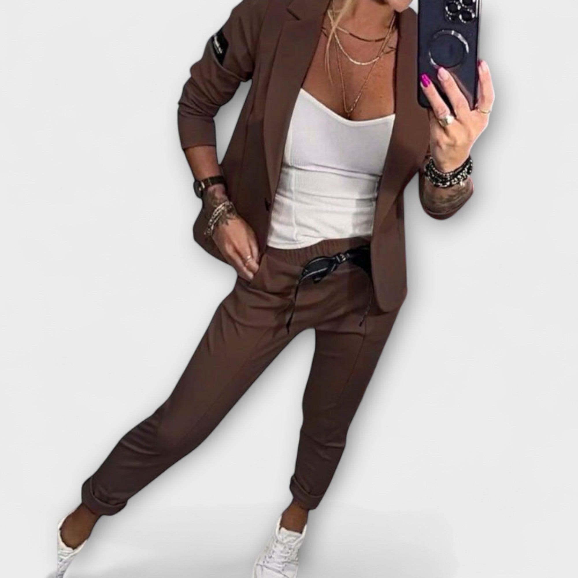 Vionne | Set elegant format din top, jachetă și pantaloni