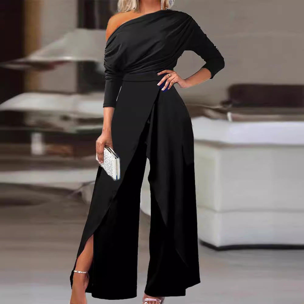 RANA™ - Salopetă elegantă cu tiv despicat, înfășurată în pliuri