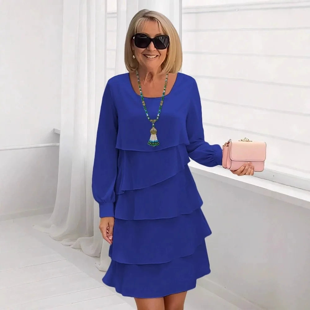 Margaret | Rochie elegantă, confortabilă, cu volane, mânecă lungă